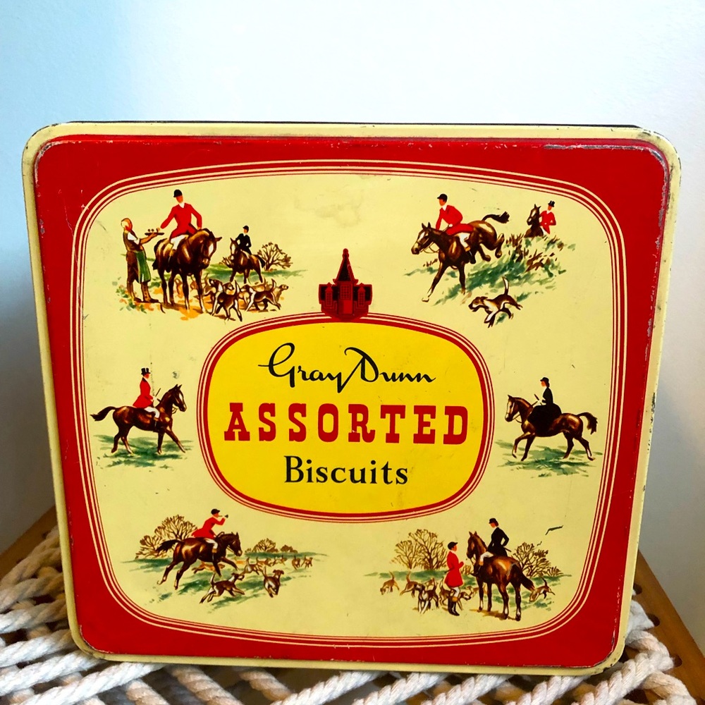 Vintage Gray Dunn Biscuit Tin Glasgow Scotland